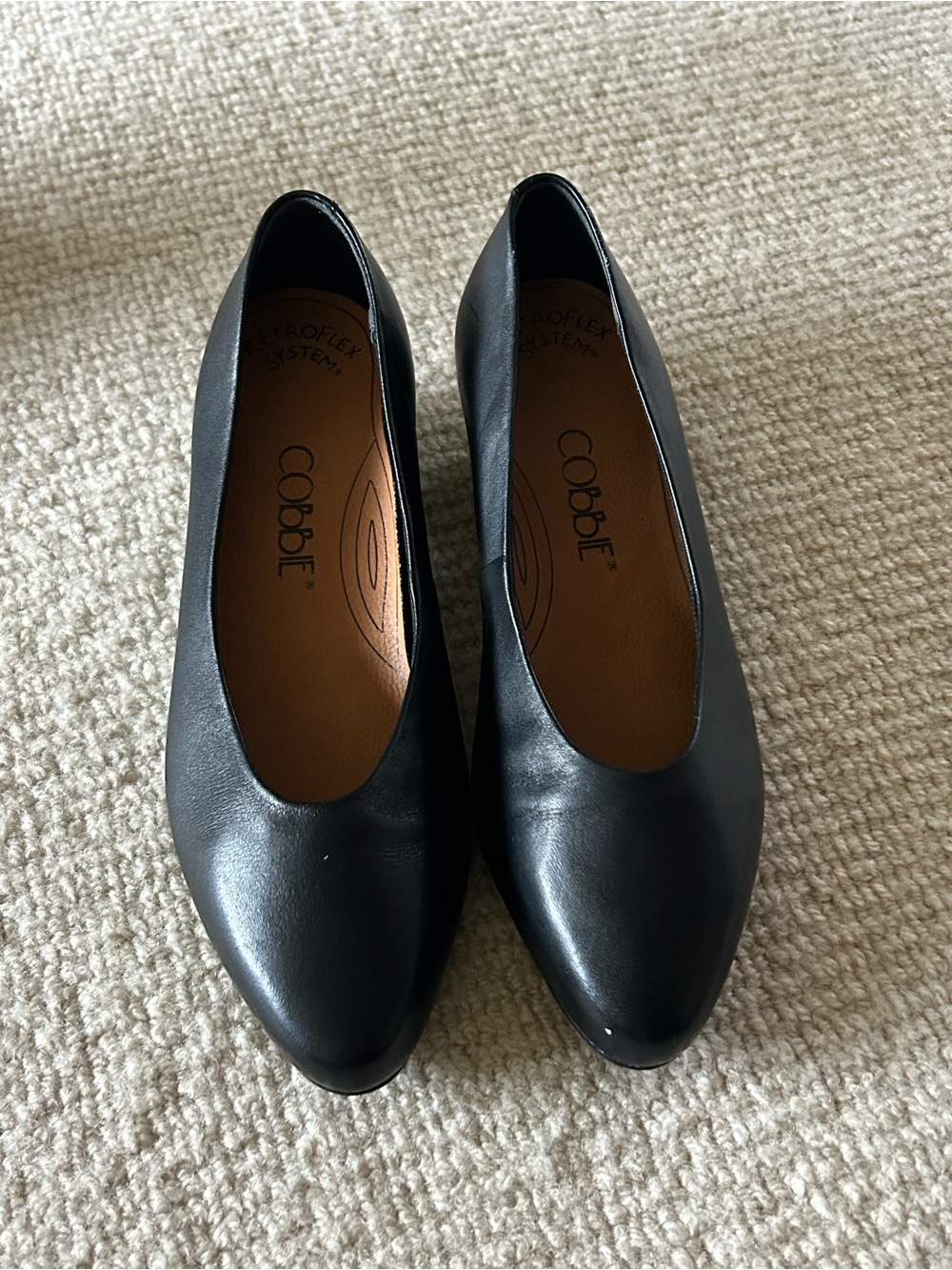 Comfortable COBBLÉ Black Leather Heels for Women